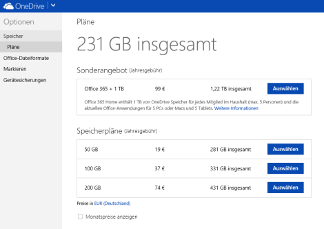 OneDrive Kosten