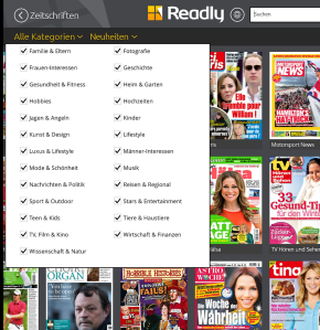 Readly Kategorien
