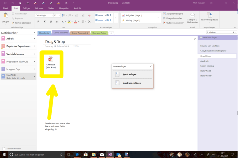 OneNote Drag Drop